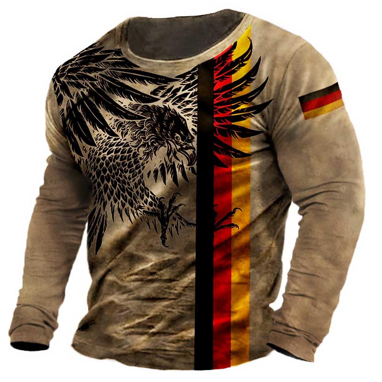 Men's Outdoor Vintage German Chic Flag Eagle Long Sleeve T-shirt