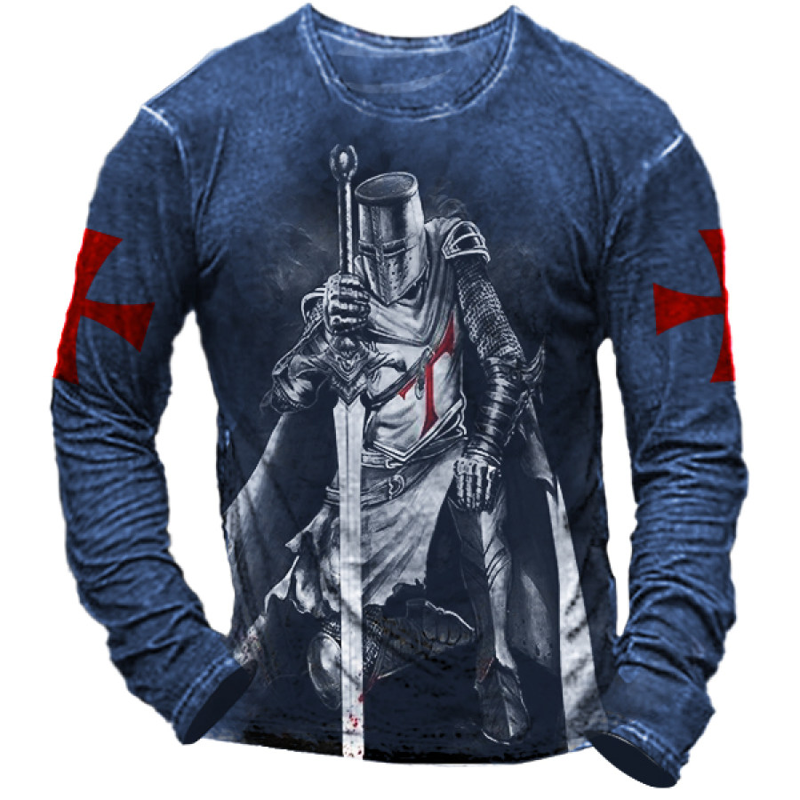 

Men's Vintage Templar Print Long Sleeve T-Shirt