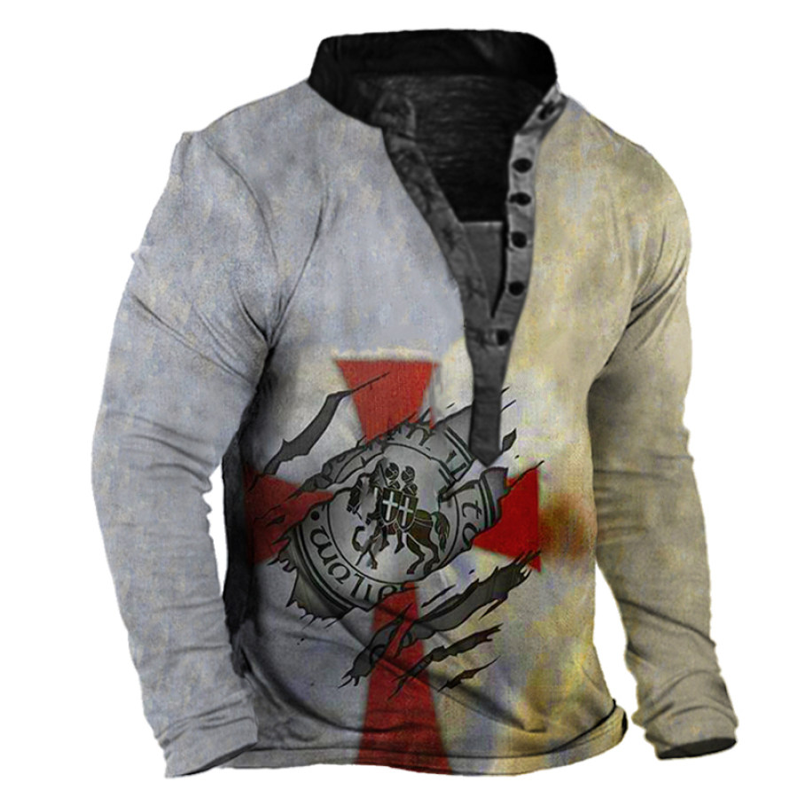 

Men's Outdoor Templar Print Henry Long Sleeve Shirt