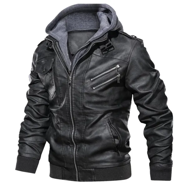 Mens Outdoor Cold-proof Motorcycle Leather Jacket - Dozenlive.com