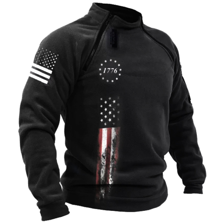 

Men's 1776 Independence Day American Flag Print Men's Tactical Sweatshirt