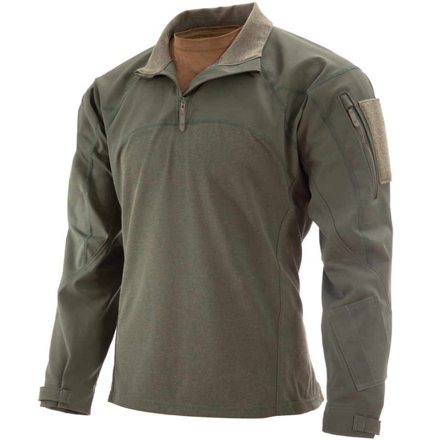 

Men's Outdoor Splicing Zip Stand Collar Tactical Top