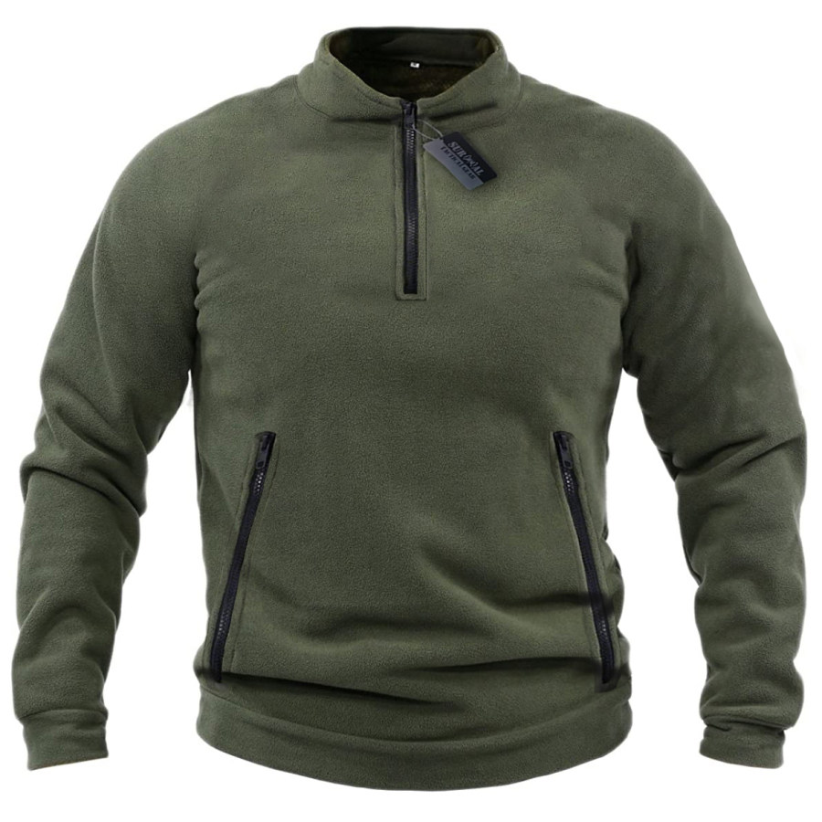 

Men's Outdoor Warm Fleece Stand Collar Zip Tactical Sweatshirt