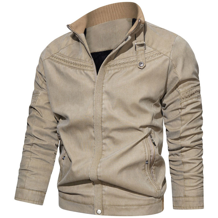 Men's Stand Collar Washed Chic Bomber Jacket