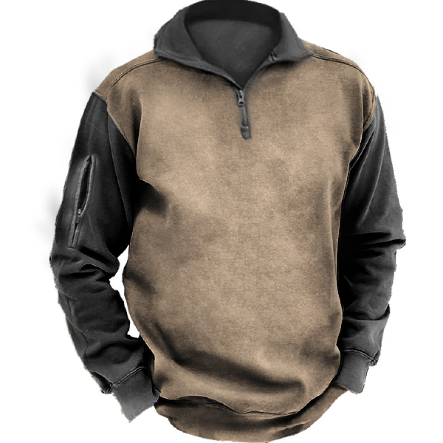 

Men's Outdoor Vintage Zip Pocket Tactical Polo Sweatshirt