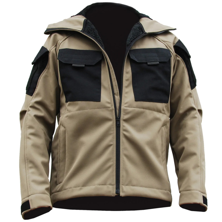 

Men's Outdoor Windproof Warm Fleece Multi Pocket Tactical Winter Softshell
