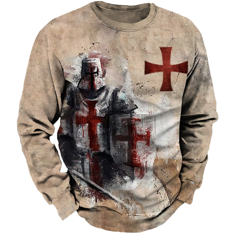 

Men's Vintage Templar Cross Print Sweatshirt