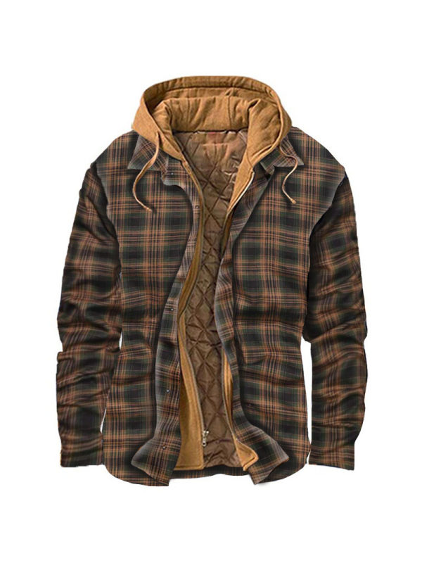 Mens Winter Plaid Thick Casual Jacket