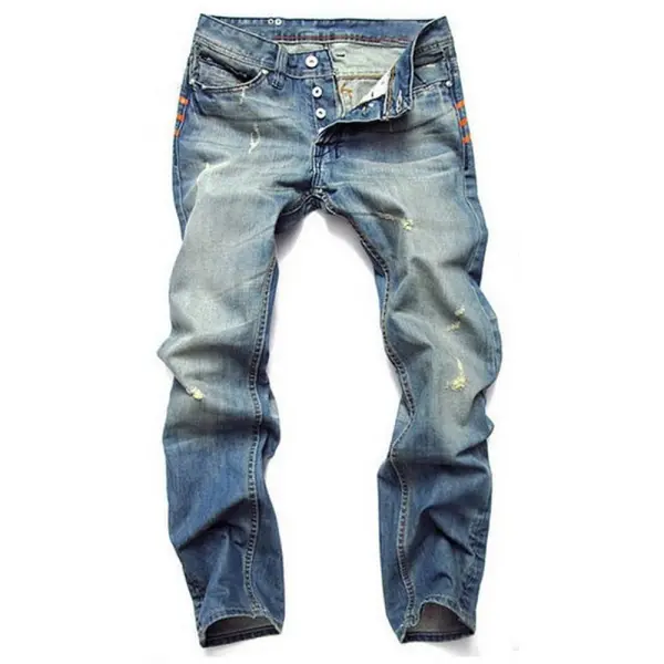Men's Fashion Casual Straight Ripped Jeans - Honeylop.chimpone.com 