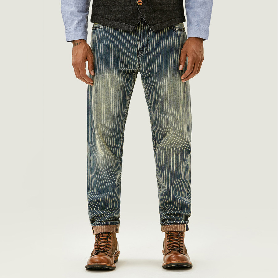 

Men's Vintage Striped Straight Jeans