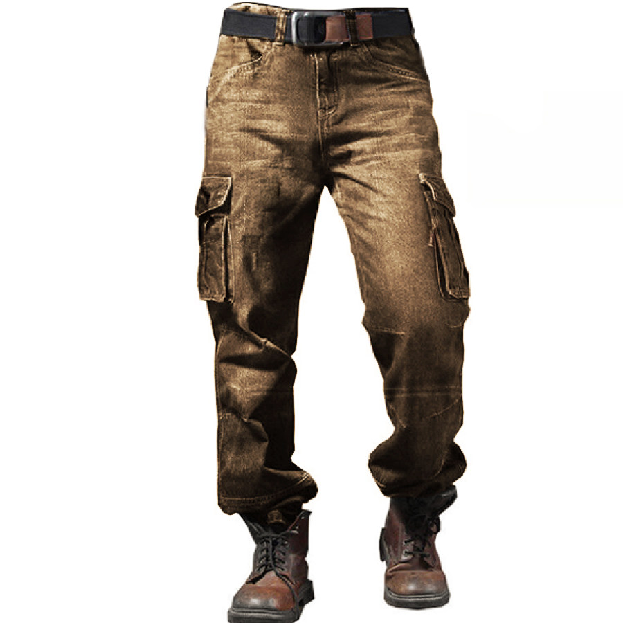 

Men's Vintage Cotton Washed Multi-pocket Tactical Cargo Pants