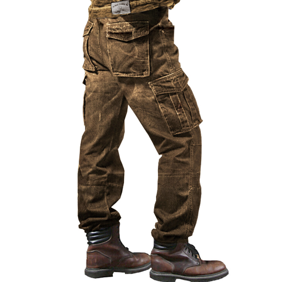 

Men's Vintage Cotton Washed Multi-pocket Tactical Cargo Pants