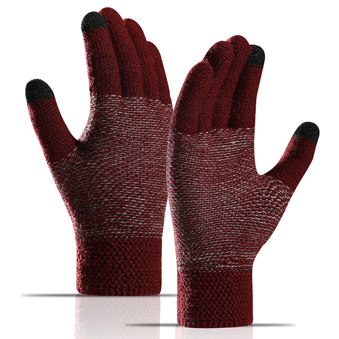 Men's Outdoor Fleece Thickened Chic Warm Touch Screen Knitted Gloves