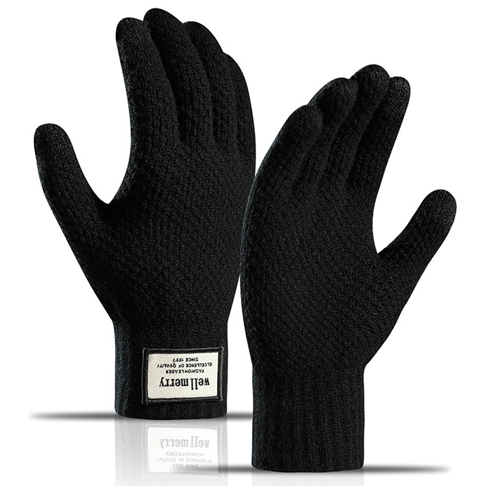 Men's Outdoor Fleece Warm Chic Jacquard Wool Touch Screen Gloves