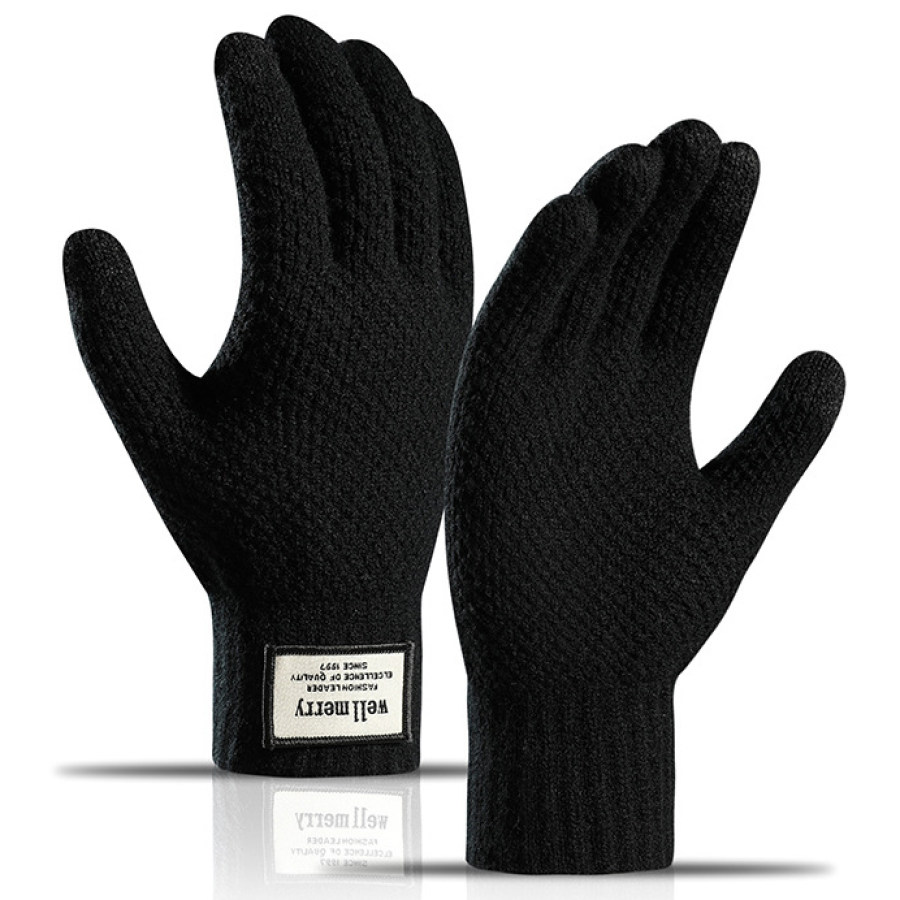 

Guantes Cálidos Para Pantalla Táctil De Lana Jacquard De Forro Polar Para Exteriores Para Hombre