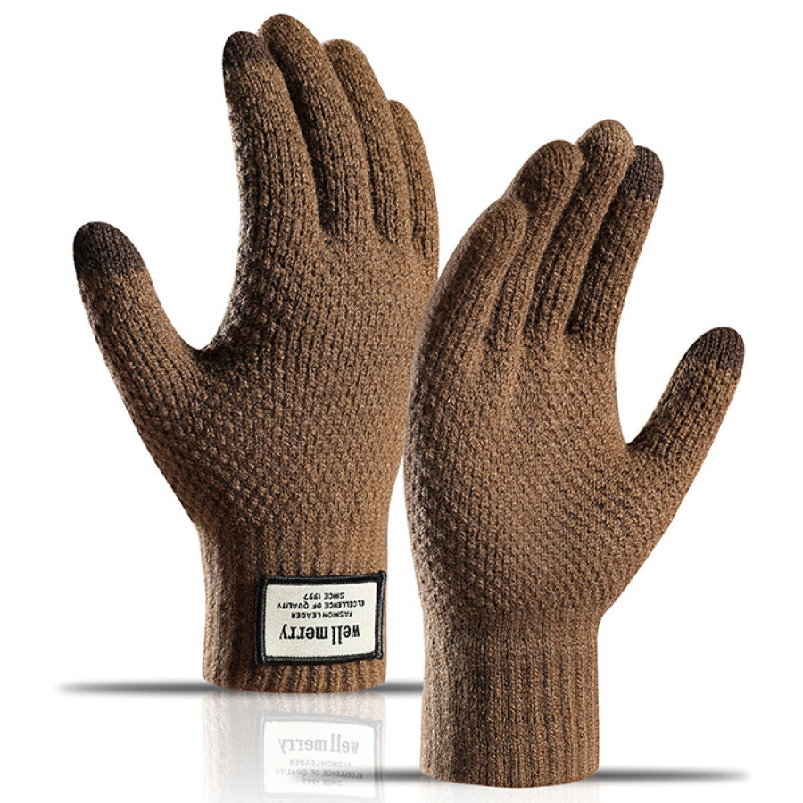 

Men's Outdoor Fleece Warm Jacquard Wool Touch Screen Gloves