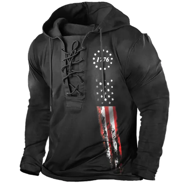 Men's American Flag Hooded T-shirt - Nikiluwa.com 