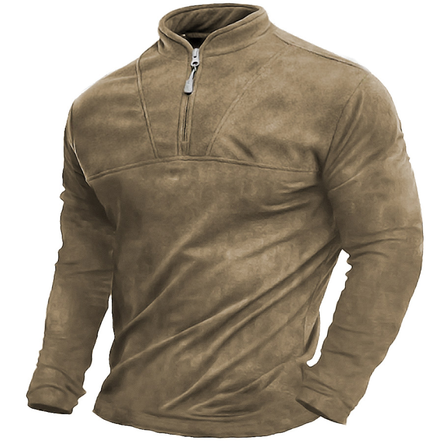 

Men's Outdoor Tactical Vintage Fleece Stand Collar Sweatshirt