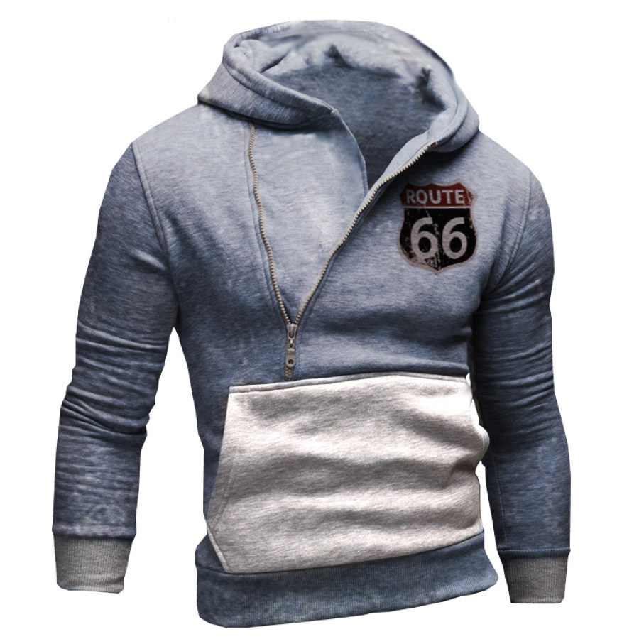 

Men's Retro Route 66 Hooded Long Sleeve Sweatshirt