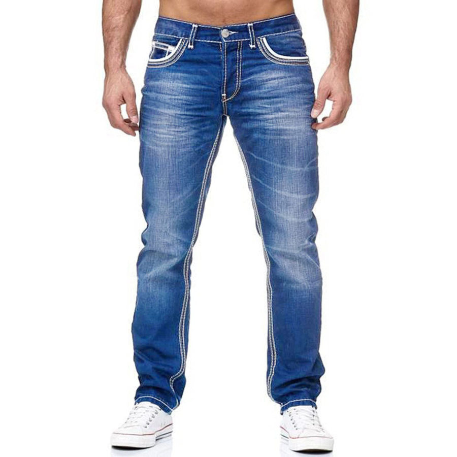 

Men's Casual Double Pleated Crinkled Jeans