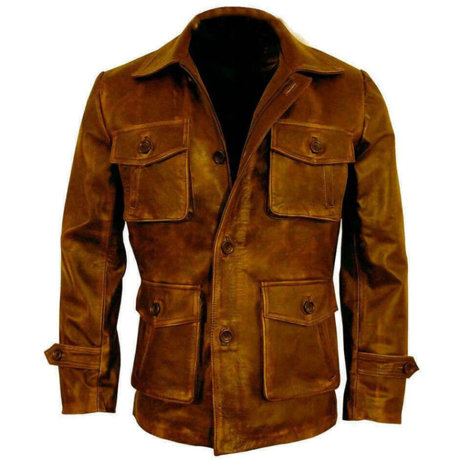 

Men's Vintage Distressed Brown Motorcycle Leather Jacket