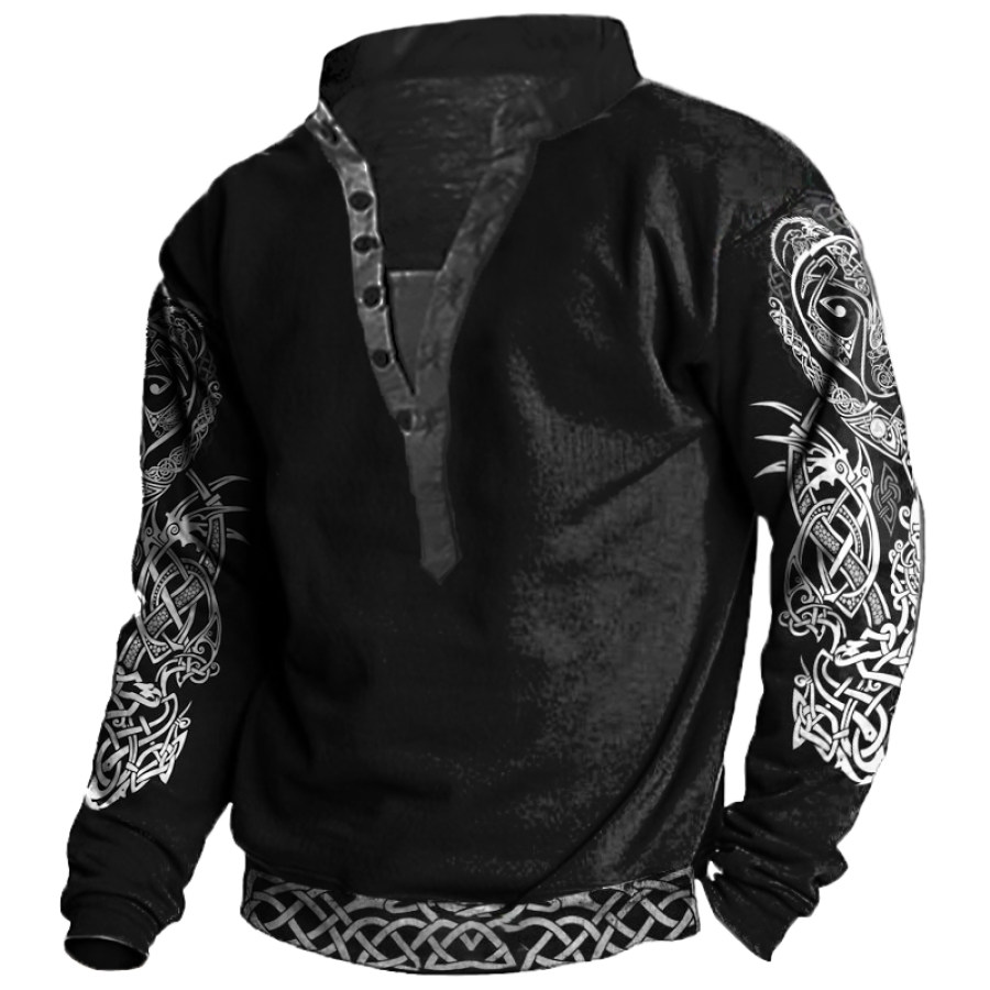 

Men's Vintage Henley Collar Sweatshirt