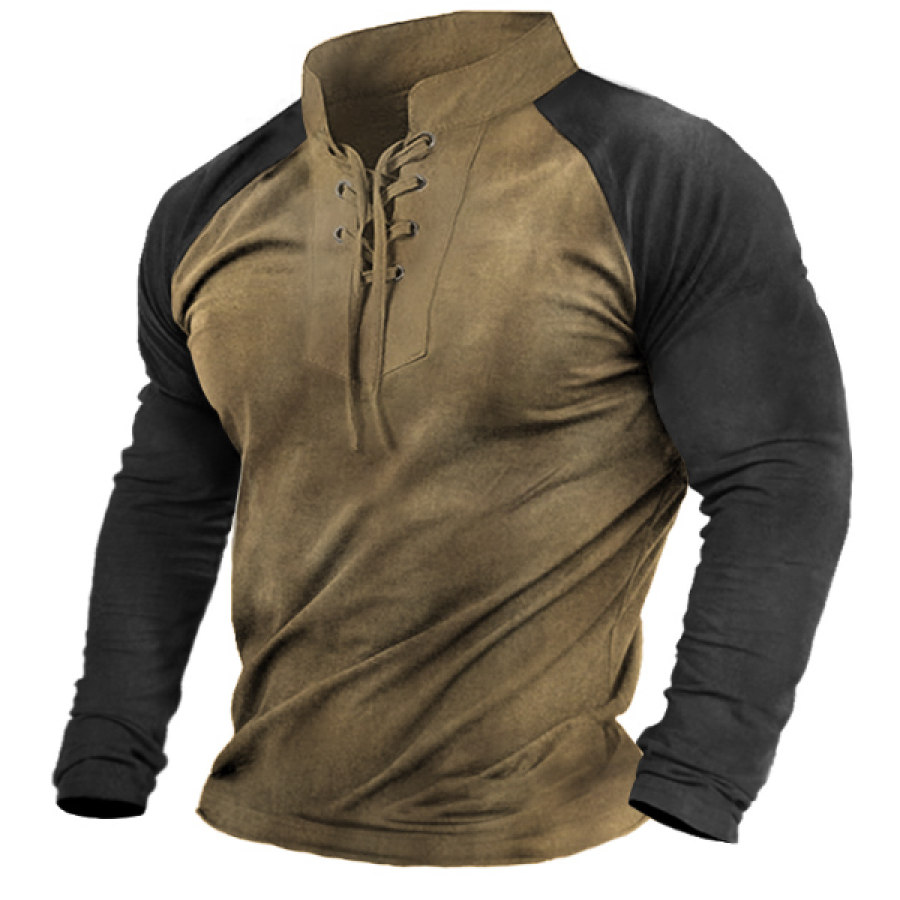 

Men's Outdoor Tactical Lace Up Stand Long Sleeve T-Shirt