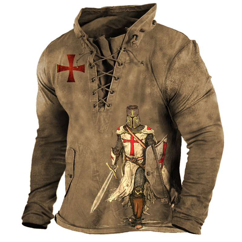 Men's Outdoor Knights Templar Chic Cross Drawstring Shirt