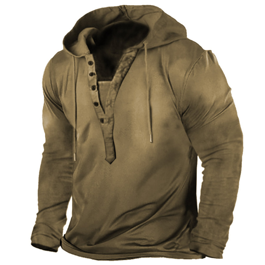 

Men's Tactical Outdoor Training Henley Hooded T-Shirt