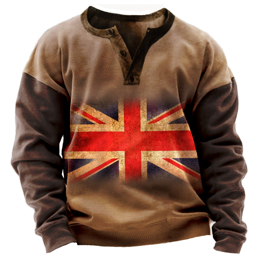 

Men's Distressed Union Jack Led Long Sleeve Sweatshirt