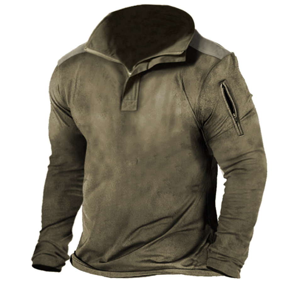 

Men's Retro Tactical Outdoor Training Semi-Open Collar T-Shirt