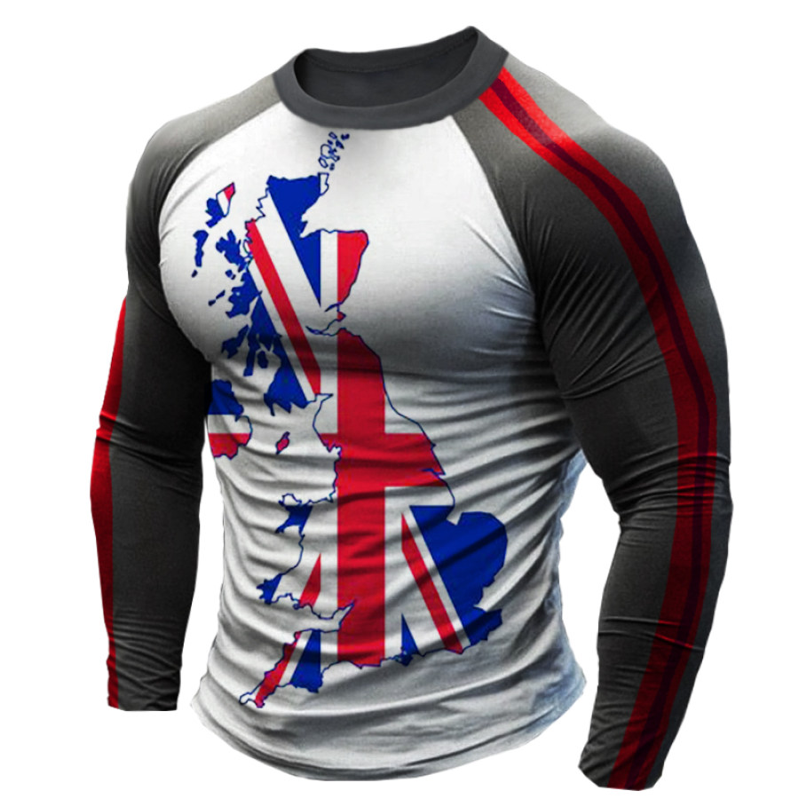 

Men's Casual Union Jack Pullover Long Sleeve T-Shirt