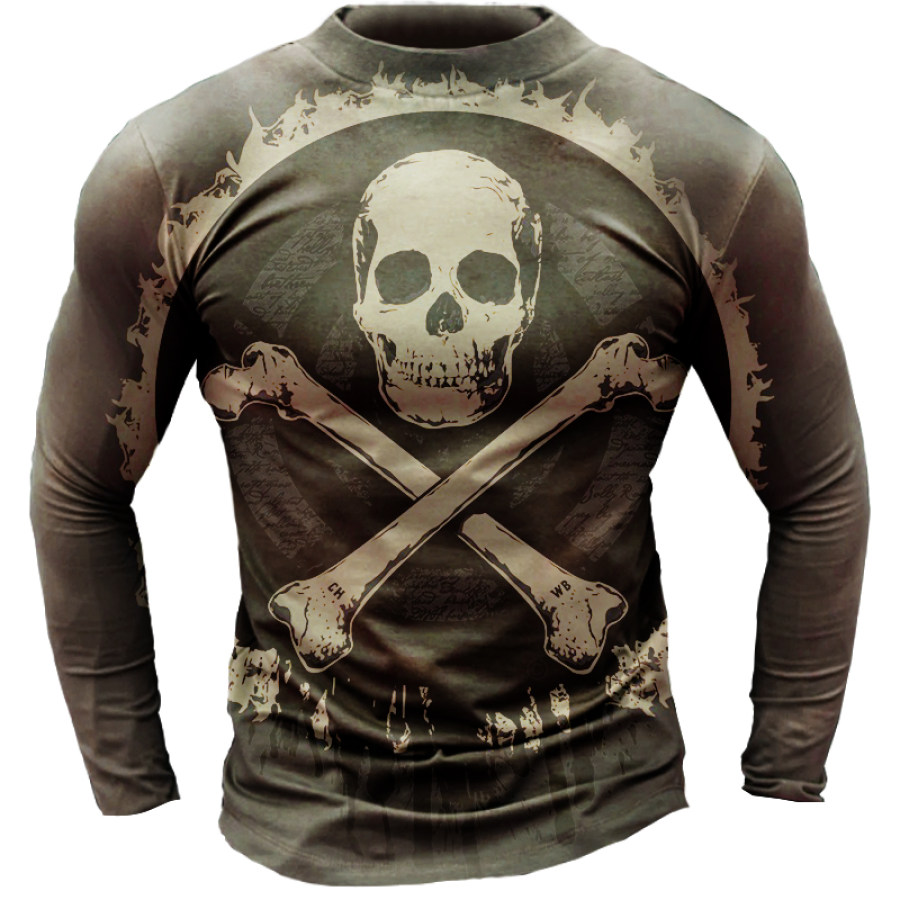 

Men's Distressed Skull Long Sleeve T-Shirt