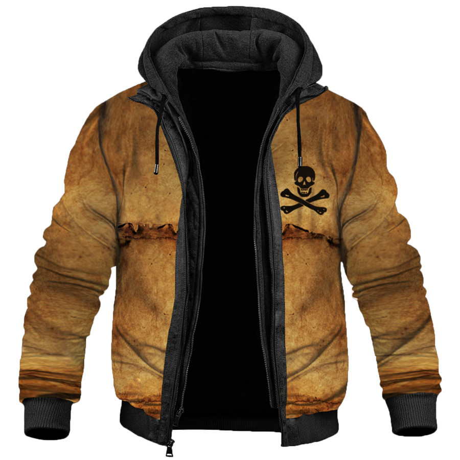 

Nautical Skull Vintage Print Men's Hooded Tactical Jacket