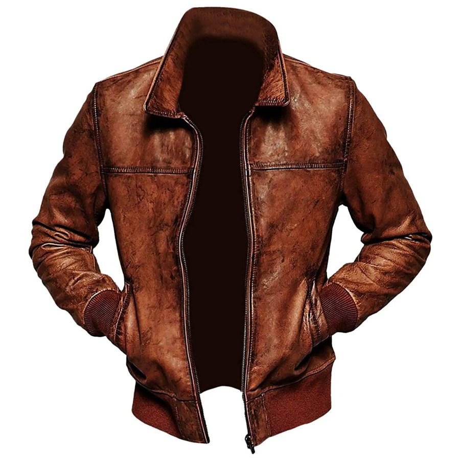 

Men's Outdoor Windproof Fashion Motorcycle Leather Jacket