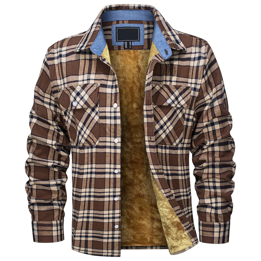 

Men's Outdoor Fleece Warm Plaid Shirt Jacket Wanderer Jacket