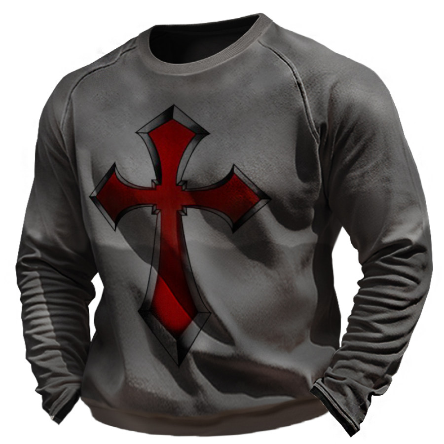 

Men's Retro Cross Pullover Long Sleeve Sweatshirt