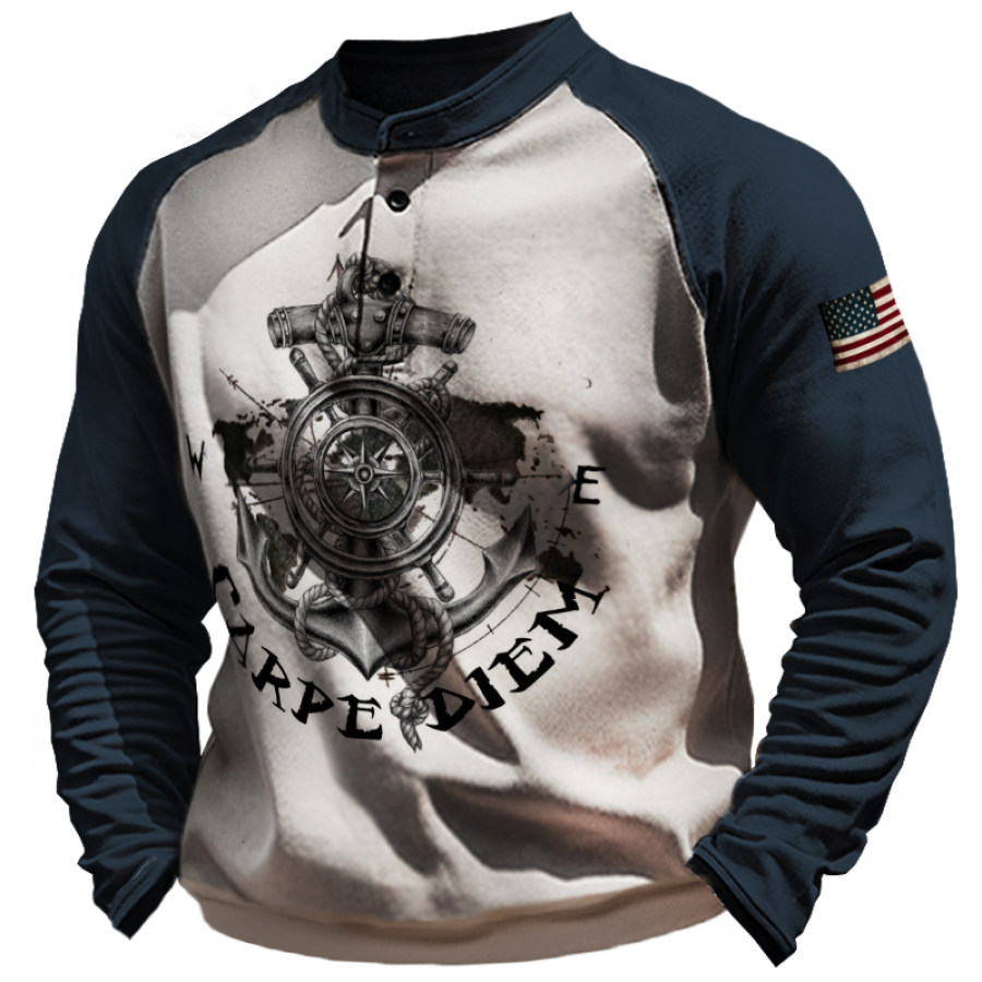 

Men's Vintage Anchor Neck Long Sleeve Sweatshirt