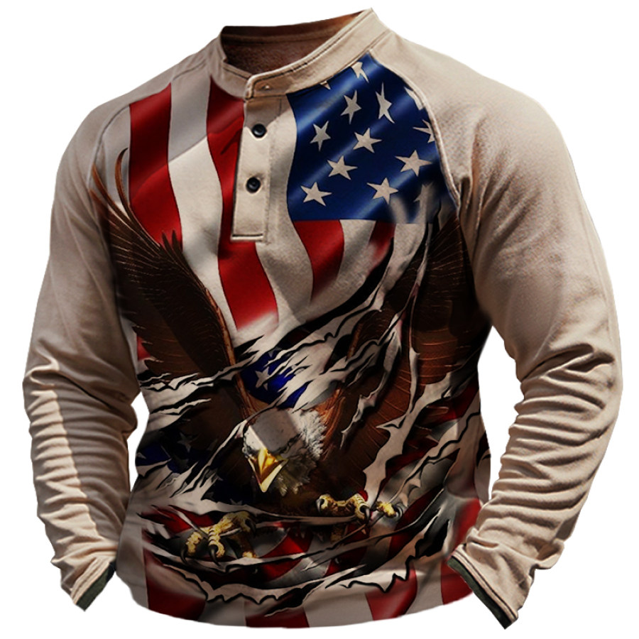 

Men's Vintage American Flag Eagle Led Long Sleeve Sweatshirt
