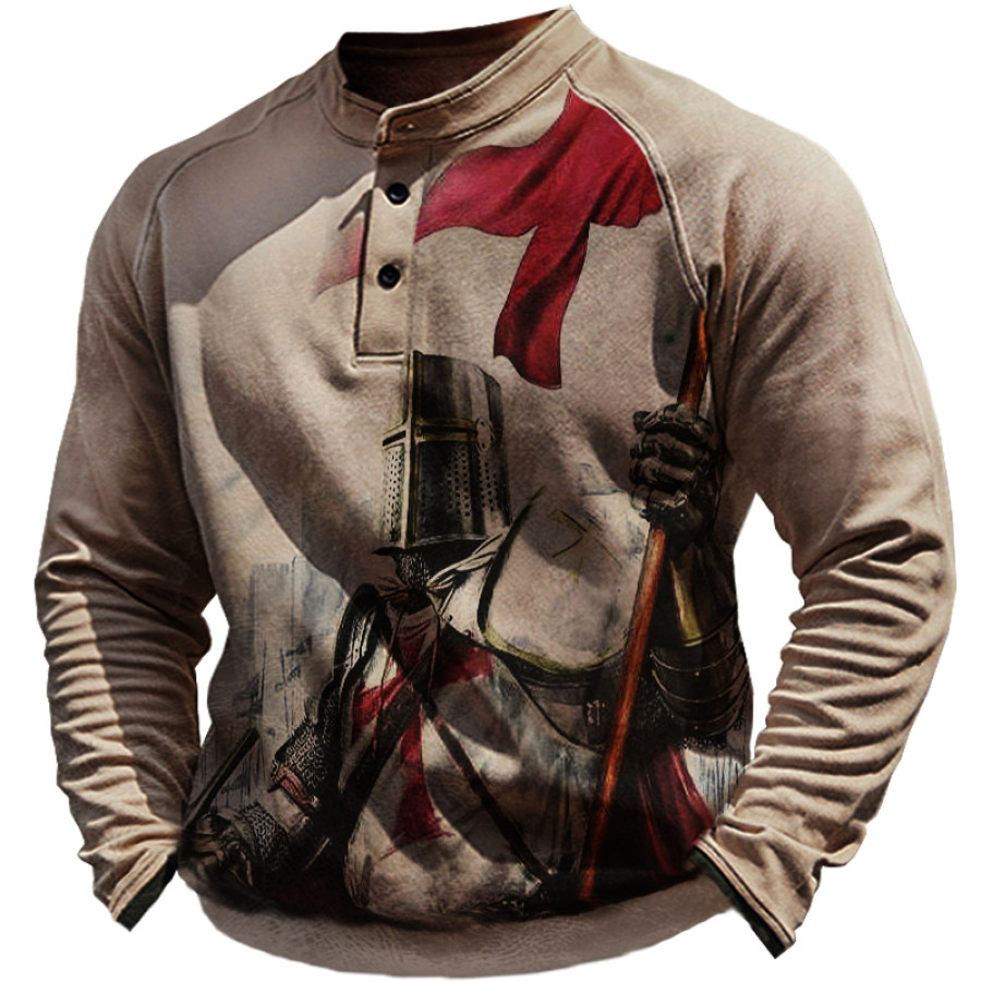 

Men's Vintage Templar Henry Collar Long Sleeve Sweatshirt