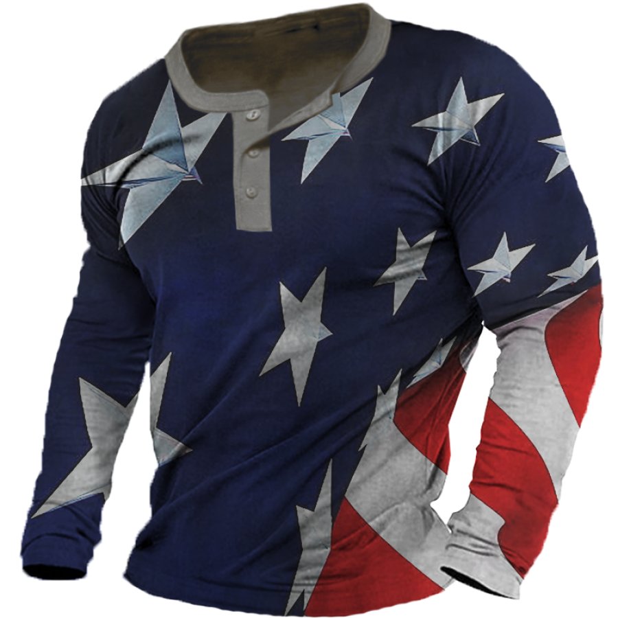 

Men's Distressed American Flag Led Long Sleeve Sweatshirt