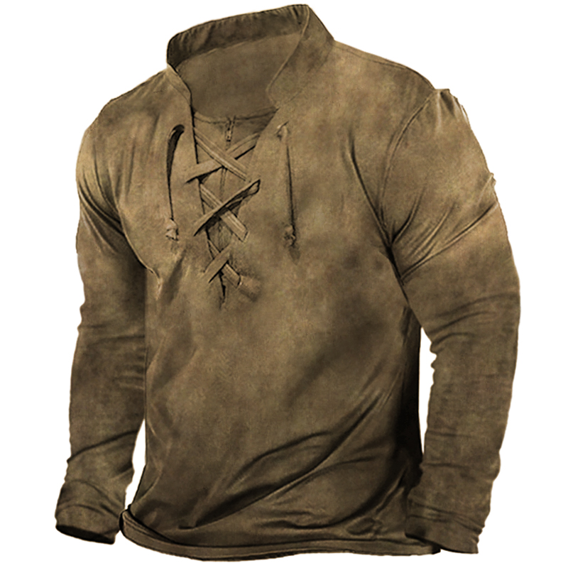 Men's Vintage Lace-up Outdoor Chic Tactical T-shirt
