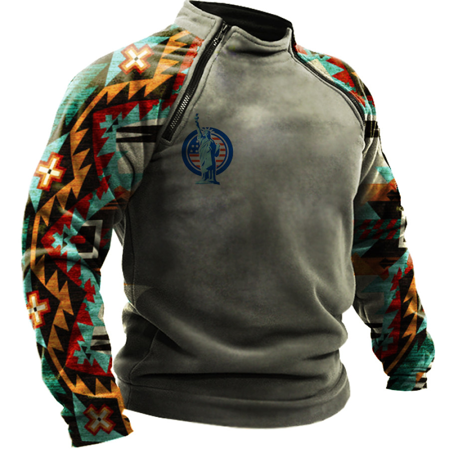 

Men's Vintage Check Zip Long Sleeve Sweatshirt