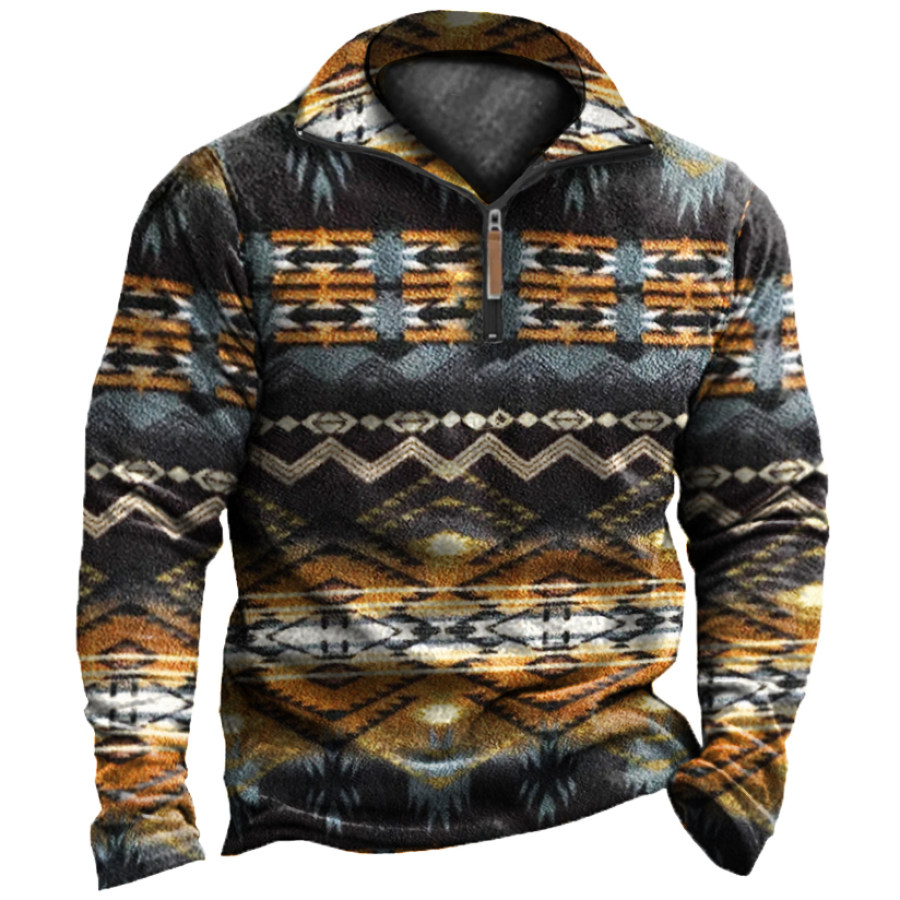 

Men's Vintage Arctic Image Aztec Fleece Sweatshirt