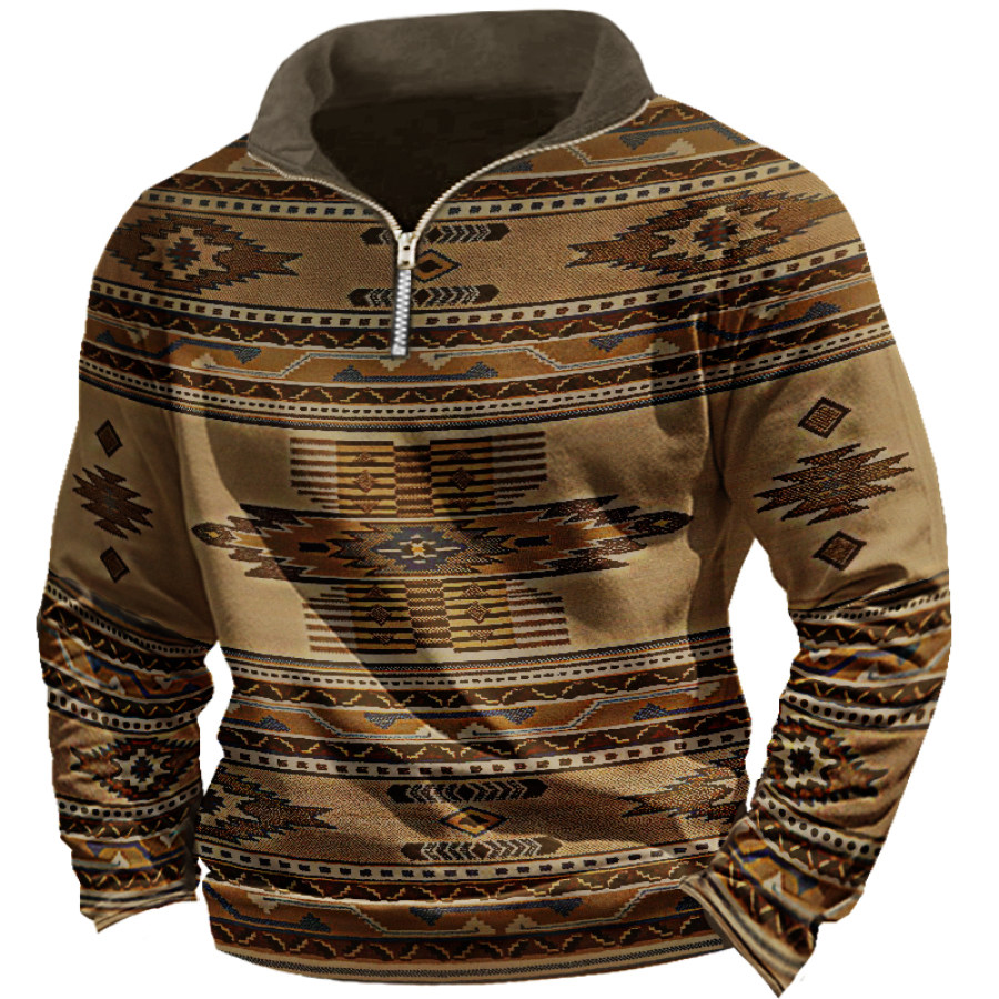 

Men's Vintage Check Zip Long Sleeve Sweatshirt