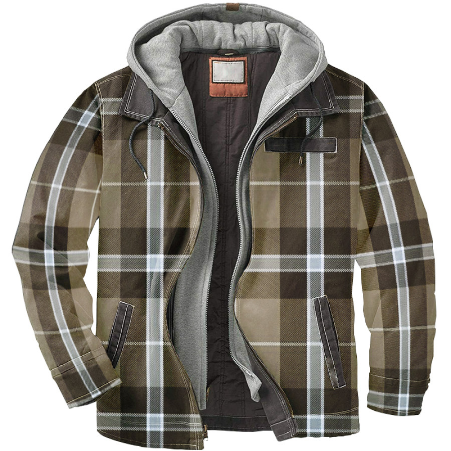 

Men's Casual Plaid Zip Jacket