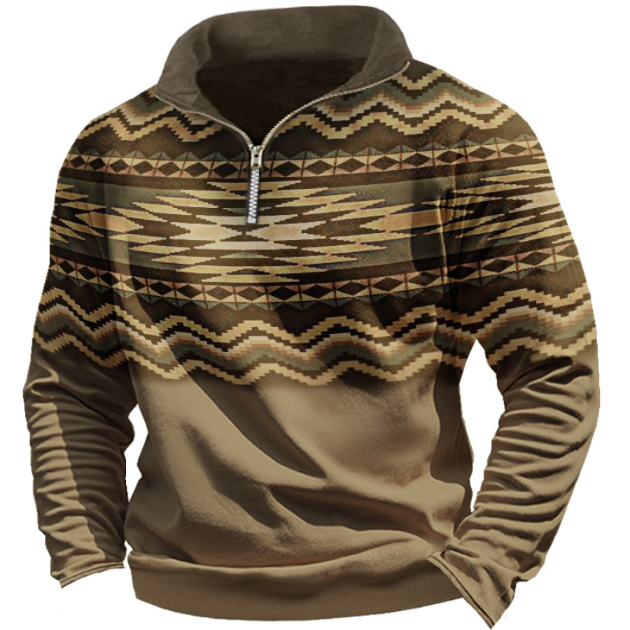 

Men's Ethnic Pattern Zip Long Sleeve Sweatshirt