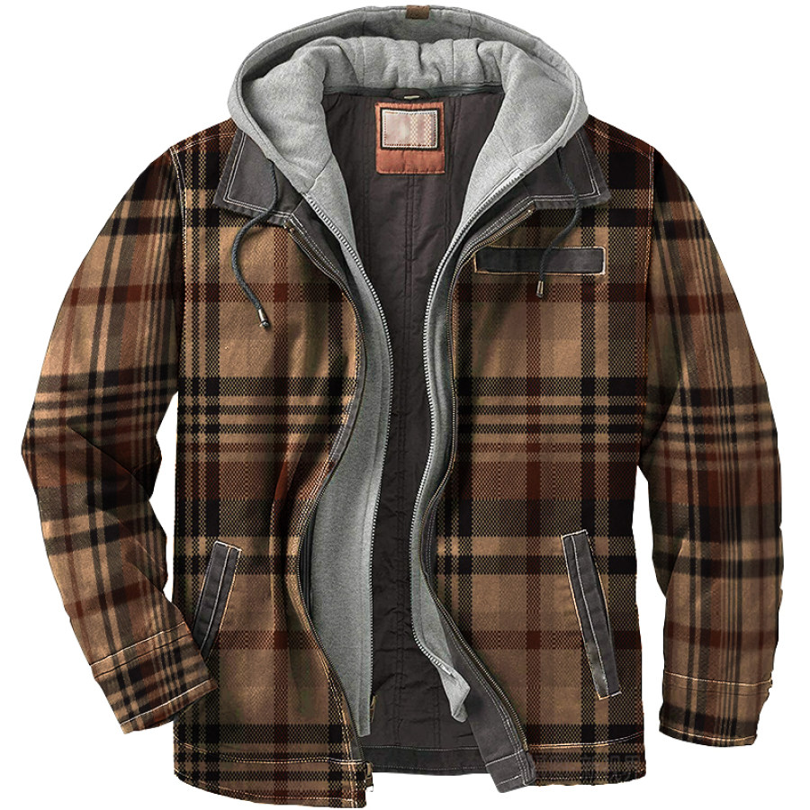 

Men's Vintage Plaid Zip-Up Jacket