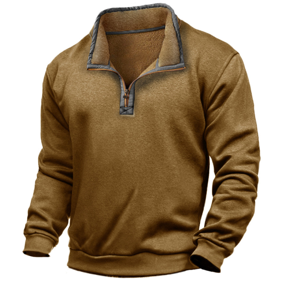 

Men's Formation Pullover Vintage Zip Stand Collar Sweatshirt