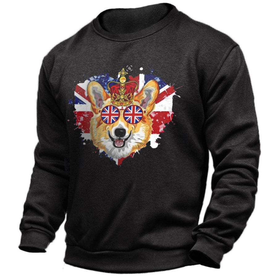 

Mens The Queens Celebrating Corgi Crew Neck Sweatshirts